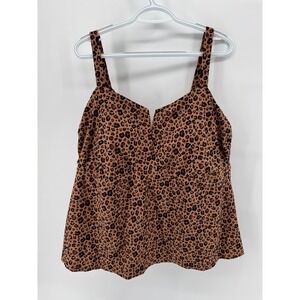 Shad &Shore Leopard Print TankiniSwimTop Women's 3X Adjustable Convertible Strap